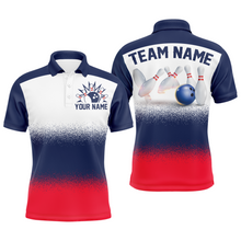 Load image into Gallery viewer, Navy Red White Bowling Shirt For Men &amp; Women Bowling Team Jersey Polo Bowling Outfit BDT575
