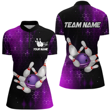 Load image into Gallery viewer, Personalized Purple Bowling Shirts Men Women Bowling Team Jersey Bowling 1/4 Zip Shirt BDT488