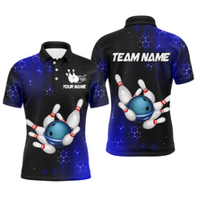 Load image into Gallery viewer, Personalized Blue Bowling Shirts Men Women Bowling Team Jersey Custom Bowling Polo Shirt BDT488