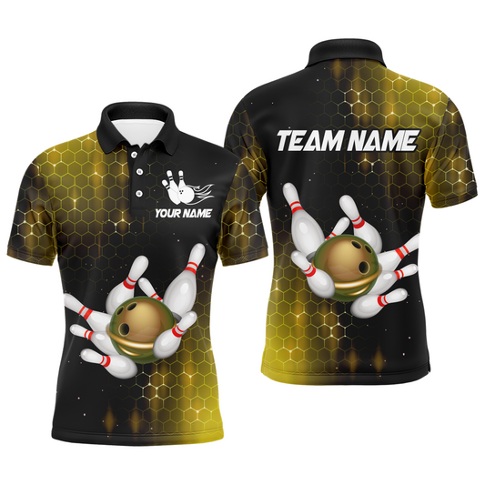 Personalized Yellow Bowling Shirts Men Women Bowling Team Jersey Bowling Polo Shirt BDT488