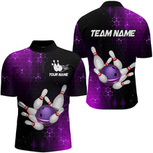 Load image into Gallery viewer, Personalized Purple Bowling Shirts Men Women Bowling Team Jersey Bowling 1/4 Zip Shirt BDT488