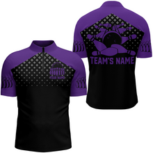 Load image into Gallery viewer, Custom Bowling Shirts With Name Bowling Team Jersey For Men Bowling Quarter-Zip Shirt BDT329