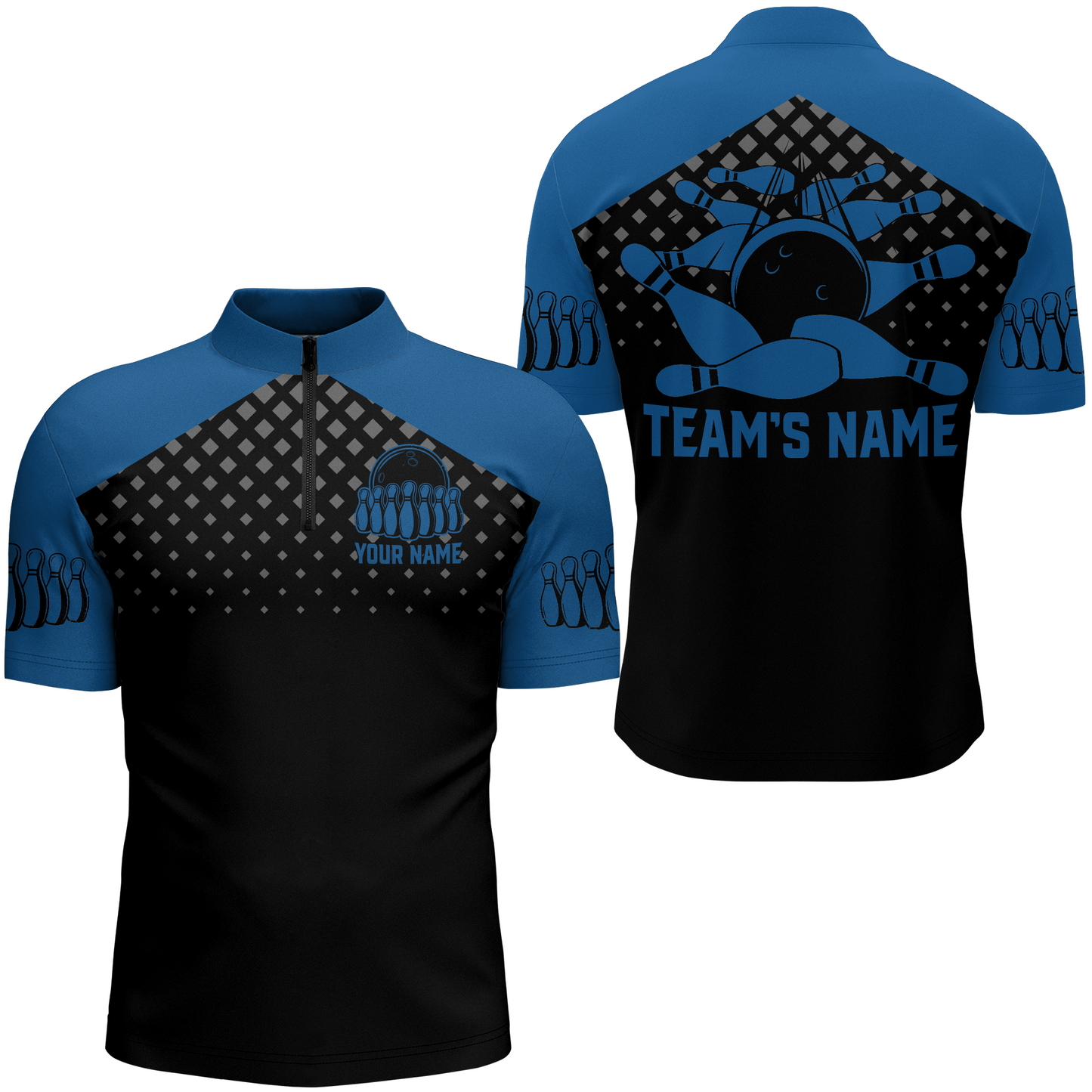 Custom Bowling Shirts With Name Bowling Team Jersey For Men Bowling Quarter-Zip Shirt BDT329