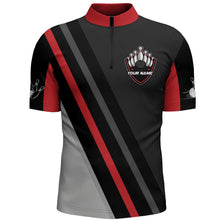 Load image into Gallery viewer, Black&amp;Red Bowling Quarter-Zip Shirt For Men Vintage Bowling Team Jersey Custom Bowling Shirt BDT182