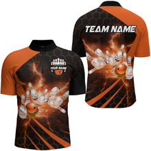 Load image into Gallery viewer, Custom Bowling Jersey For Couples Orange Bowling 1/4 Zip Shirts For Men And Women BDT491