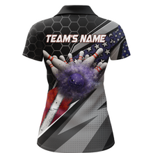 Load image into Gallery viewer, American Flag Bowling Shirt Women Patriotic Bowling Jersey Team Custom Bowling Polo Shirt BDT381