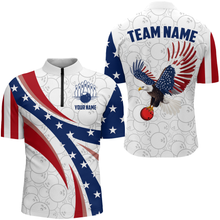 Load image into Gallery viewer, American Bowling 1/4 Zip Shirt Men &amp; Women Custom Eagle Bowling Team Jersey Patriotic BDT560
