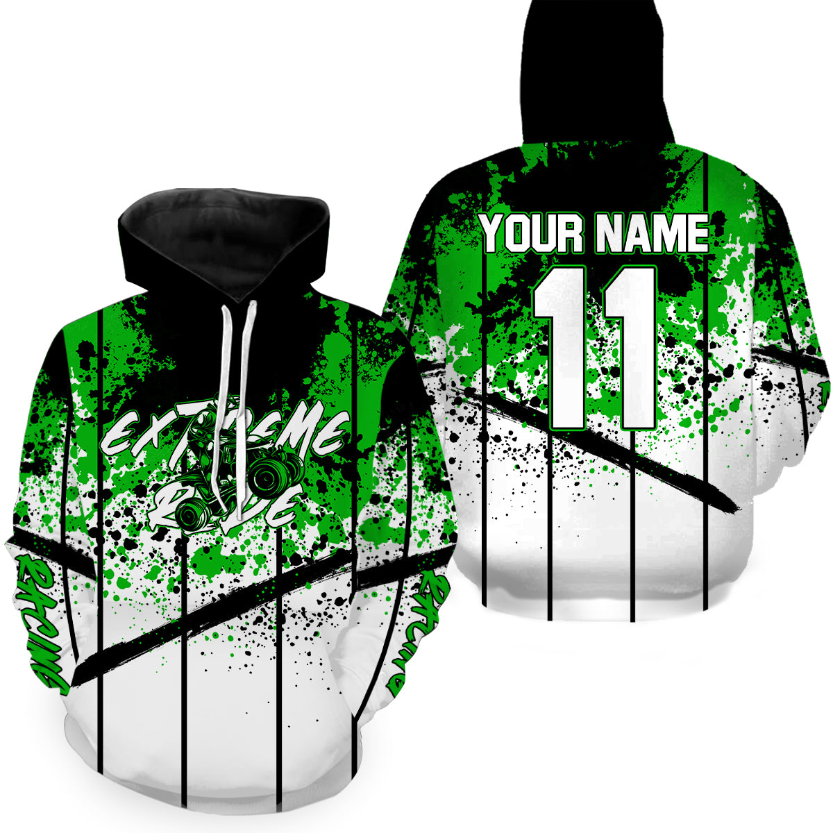 Personalized Green ATV Motocross Hoodie For Adult Quad Bike Off-Road Hoodie Unisex PDT907