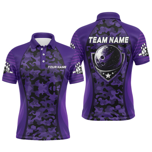 Personalized Camo Bowling Jersey Men Bowling Team Shirt Custom Bowling Polo Shirt BDT327