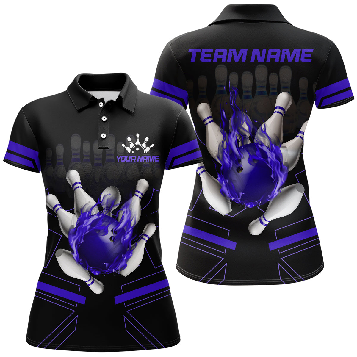 Custom Flame Bowling Jersey For Women Bowling Team Shirt League Bowling Polo Shirt BDT303