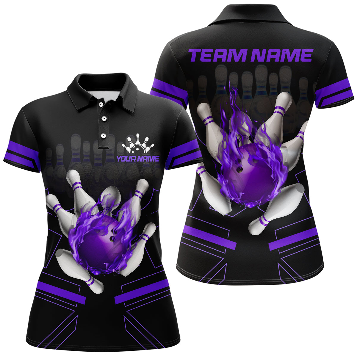 Custom Flame Bowling Jersey For Women Bowling Team Shirt League Bowling Polo Shirt BDT303