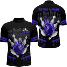 Load image into Gallery viewer, Custom Flame Bowling Jersey For Men Bowling Team Shirt League Bowling Quarter-Zip Shirt BDT303