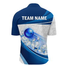 Load image into Gallery viewer, Custom Bowling Shirt For Men Navy Bowling Team Jersey Custom 3D Bowling Quarter-Zip Shirts BDT300