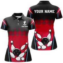 Load image into Gallery viewer, Custom Bowling Polo Shirt Black&amp;Red Bowling Jersey For Women Custom Bowling Team Shirts BDT256