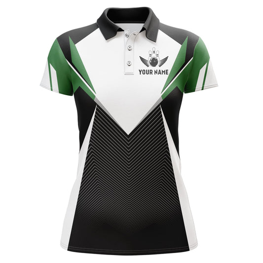 Personalized Bowling Shirt For Women Custom Bowling Polo Shirt Green Bowling Jersey BDT252