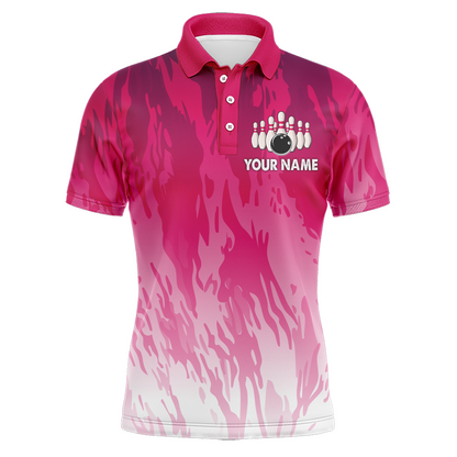 Pink Bowling Shirt For Men Couple Bowling Jersey Team Custom Bowling Polo Shirt BDT341