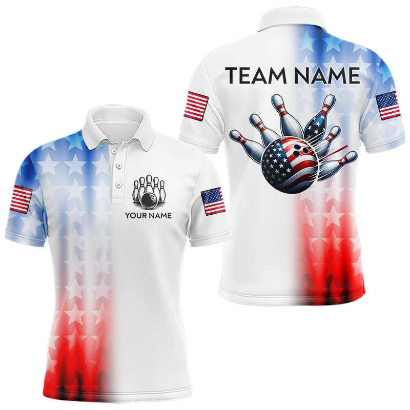 Patriotic Bowling Shirt Custom Bowling Jersey Men Women Team Bowling Polo 1/4 Zip Shirt MBL46