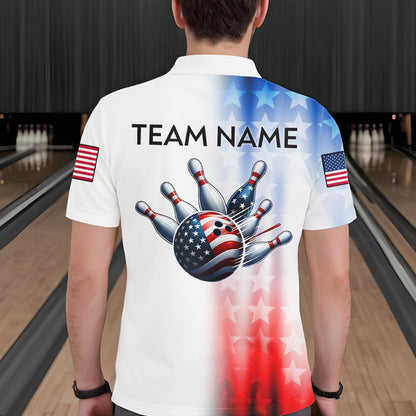 Patriotic Bowling Shirt Custom Bowling Jersey Men Women Team Bowling Polo 1/4 Zip Shirt MBL46