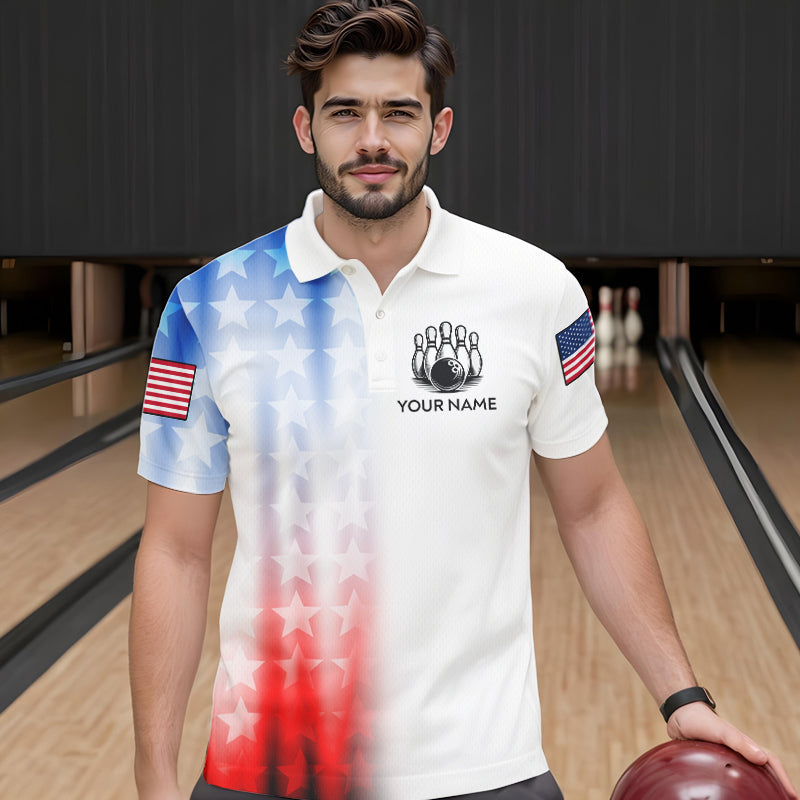 Patriotic Bowling Shirt Custom Bowling Jersey Men Women Team Bowling Polo 1/4 Zip Shirt MBL46