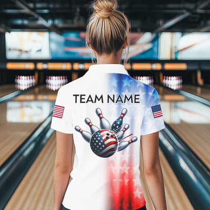 Patriotic Bowling Shirt Custom Bowling Jersey Men Women Team Bowling Polo 1/4 Zip Shirt MBL46