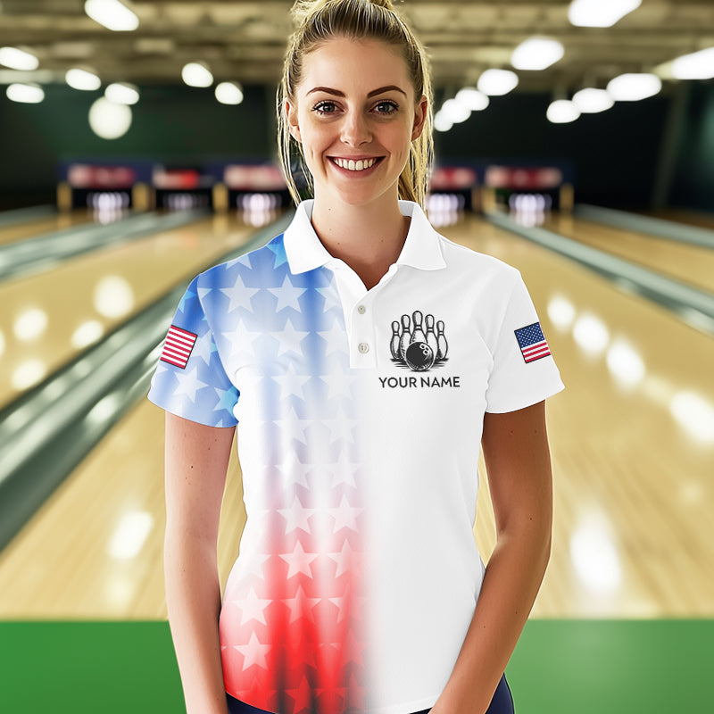 Patriotic Bowling Shirt Custom Bowling Jersey Men Women Team Bowling Polo 1/4 Zip Shirt MBL46