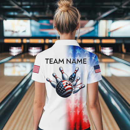 Patriotic Bowling Shirt Custom Bowling Jersey Men Women Team Bowling Polo 1/4 Zip Shirt MBL46