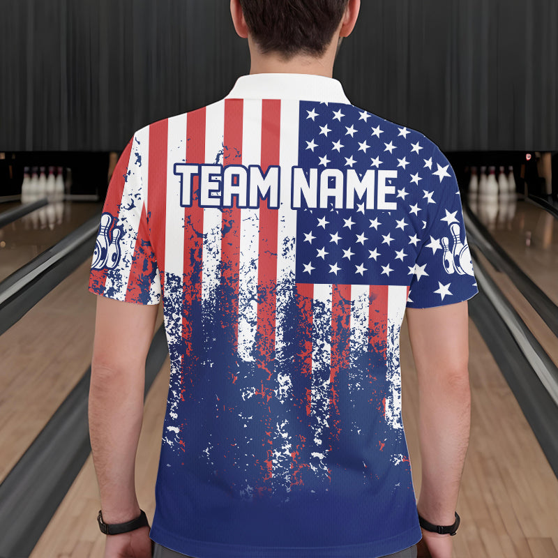 Patriotic Bowling Shirt Custom Men Women Team Bowling Jersey Bowling Polo 1/4 Zip Shirt MBL47