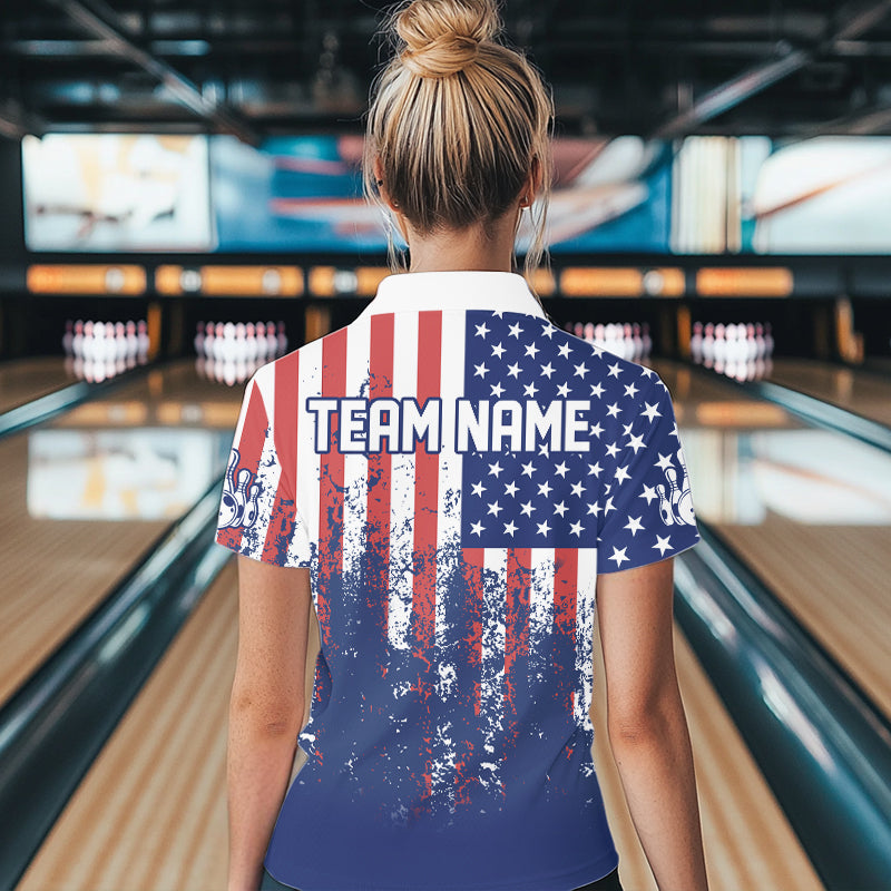Patriotic Bowling Shirt Custom Men Women Team Bowling Jersey Bowling Polo 1/4 Zip Shirt MBL47