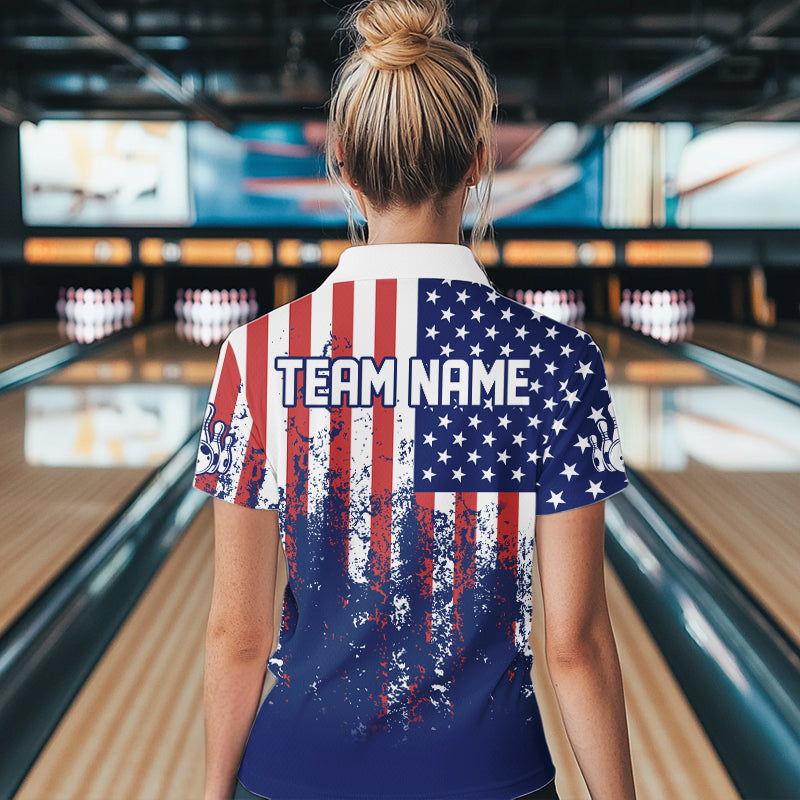 Patriotic Bowling Shirt Custom Men Women Team Bowling Jersey Bowling Polo 1/4 Zip Shirt MBL47