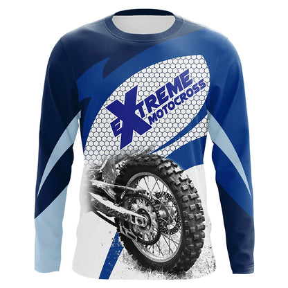 Motocross Jersey Blue UPF30+ Dirt Bike Racing shirt Off-Road Adult Kid Motorcycle XM17