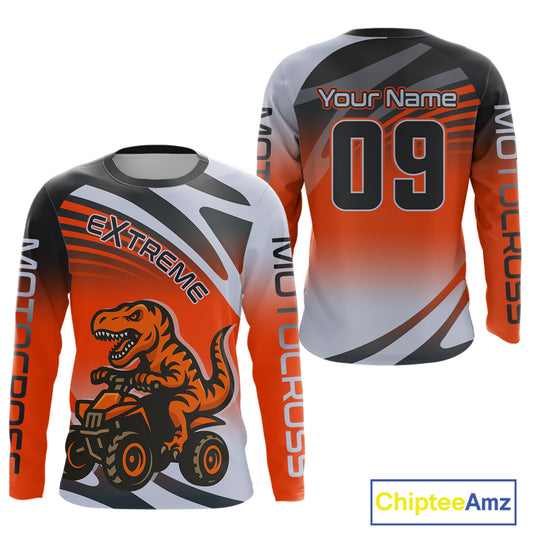 Dinosaur ATV Motocross Racing Jersey ATV Riding Shirt Orange Quad Jersey for Adult Kid MX126