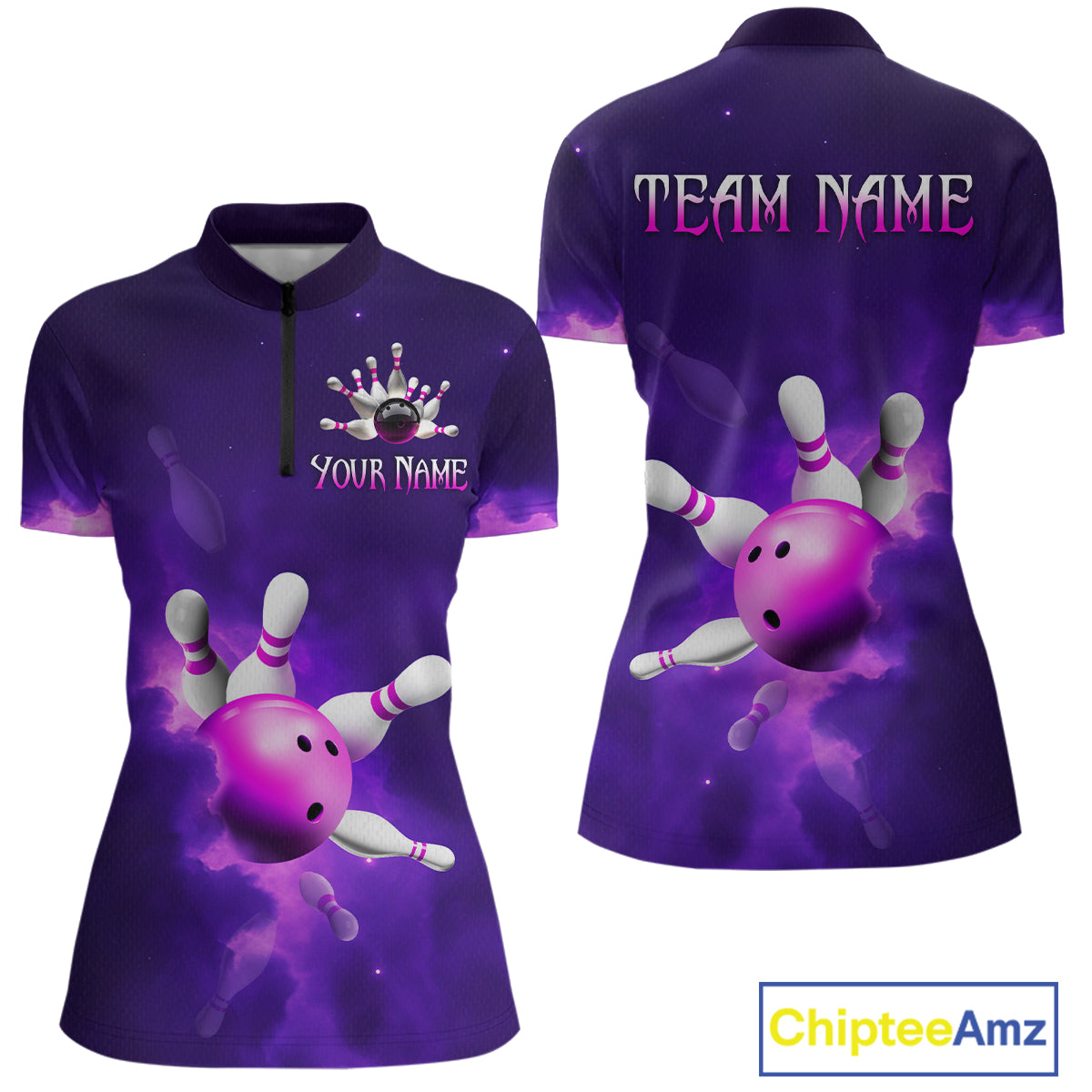 Purple Smoke Bowling Shirts for Women Men Team Custom Bowling Jerseys MBL126