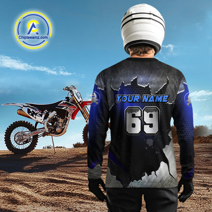 Custom ATV Racing Jersey Blue ATV Riding Shirt Quad ATV Jersey for Men Kid Women MX113
