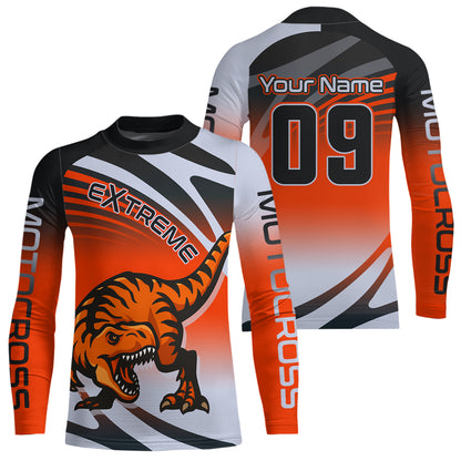 Orange Dinosaur Motocross Racing Jersey Custom Dirt Bike Shirt for Kid Women XM374