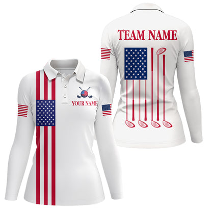 American Flag Golf Polo Shirt Custom Patriotic Golf Shirts for Men Women Team MMG46