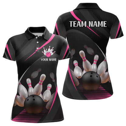 Pink Bowling Shirts for Men Women Team Custom Bowling Polo & Quarter Zip Shirt MBL71