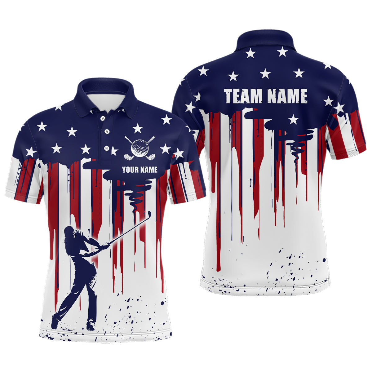 Customize Patriotic Golf Polo Shirt with Team American Golf Shirts for Women Men MMG04
