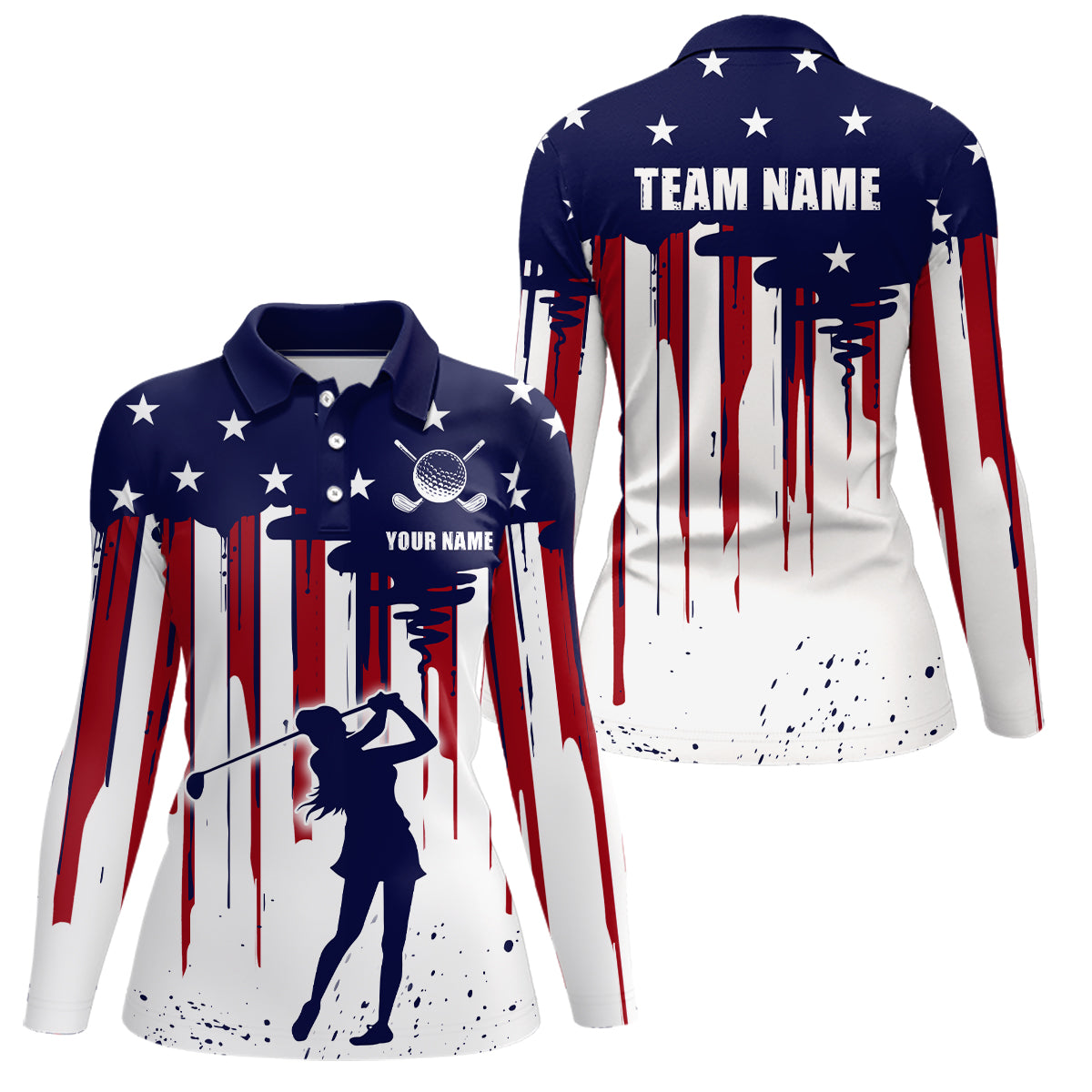 Customize Patriotic Golf Polo Shirt with Team American Golf Shirts for Women Men MMG04