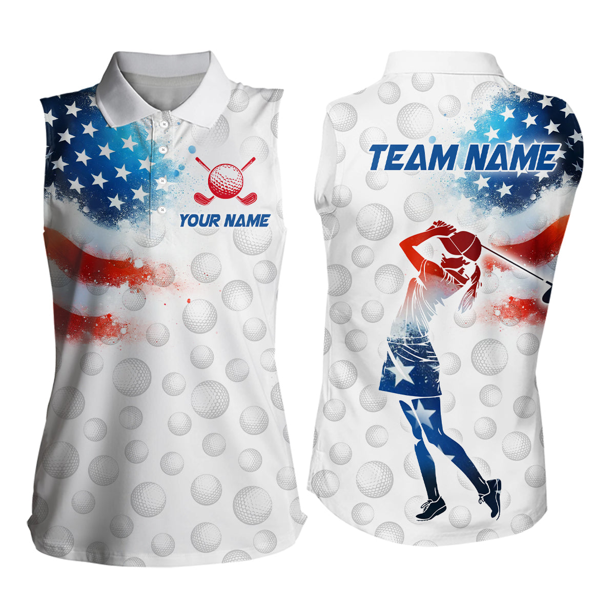 Custom Golf Polo Shirt American Golf Shirts for Men Women US Golf Patriotic Polo Shirt MMG05