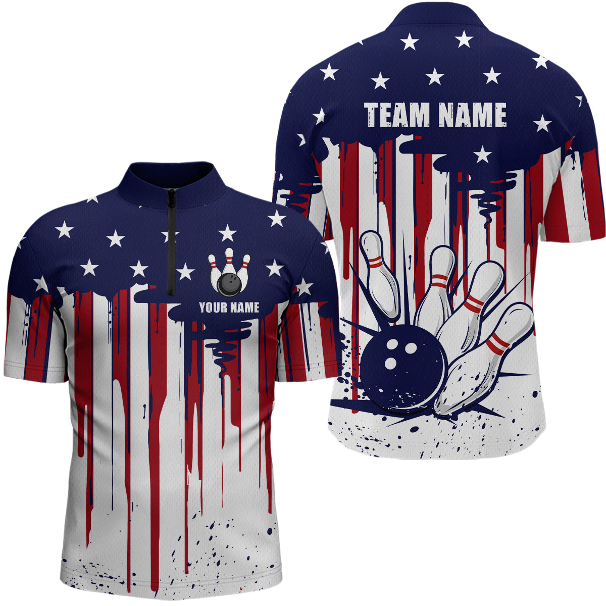 Patriotic Bowling Shirt for Men Women Custom Bowling Polo Shirt & Quarter-Zip Shirts MBL01