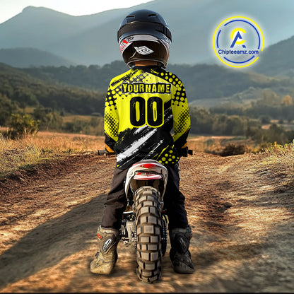 Black and Yellow Motocross Jersey Custom Dirt Bike Riding Shirts for Men Kid Women XM383