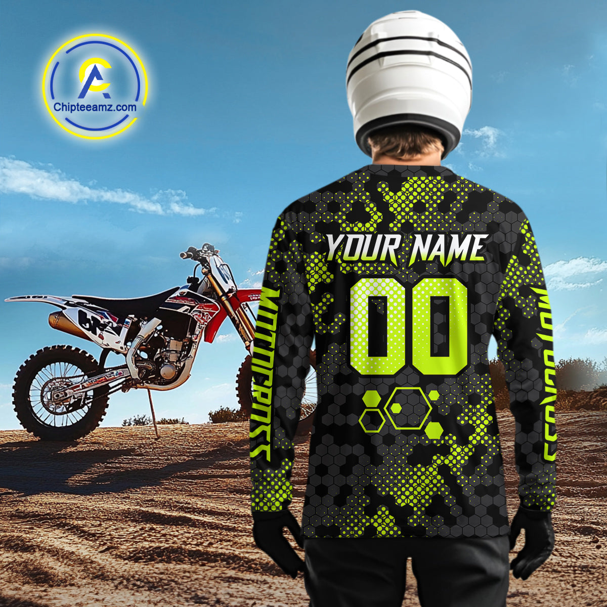 Dinosaur ATV Racing Jersey Custom Green ATV Motocross Shirt Kid Adult ATV Jersey MX133