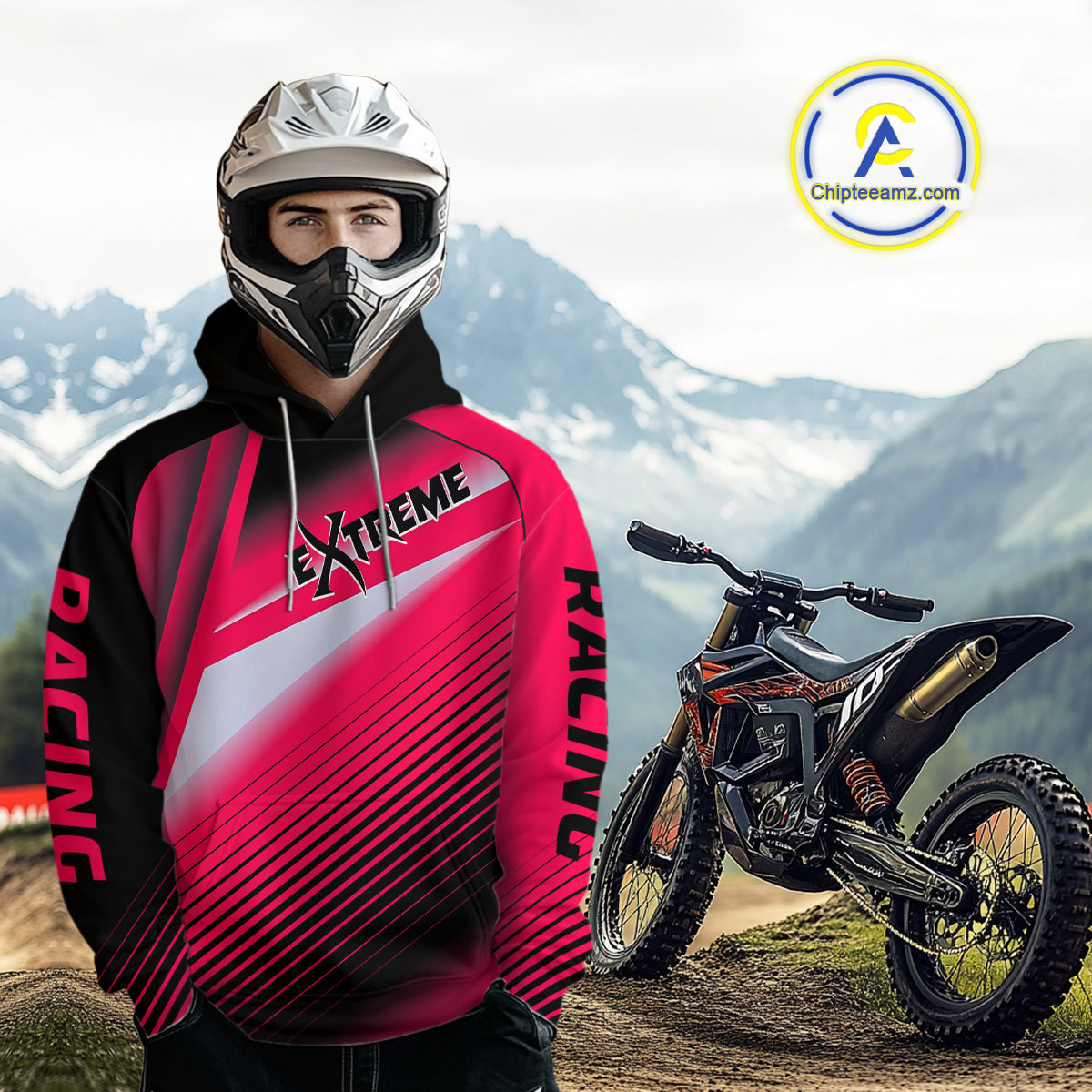 Custom Pink ATV Motocross Hoodie for Men Women Quad Shirt ATV Riding Hoodie MHATV21