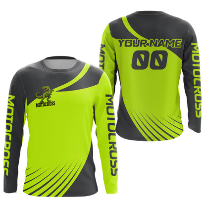 Green Dinosaur Motocross Racing Jersey Custom Dirt Bike Jersey for Men Kid Women XM373