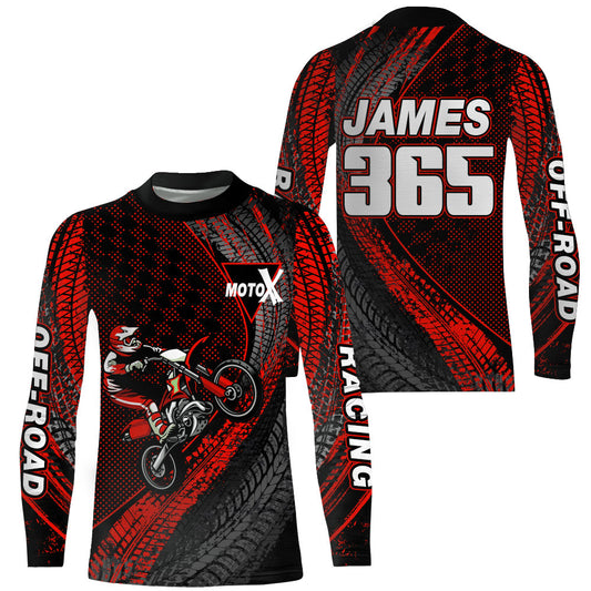 Dirt Bike Jersey Men Kid Women Upf30+ Red Motocross Shirt Racing Off-Road Shirt XM203