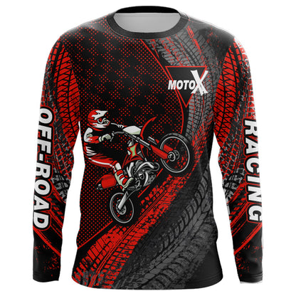 Dirt Bike Jersey Men Kid Women Upf30+ Red Motocross Shirt Racing Off-Road Shirt XM203