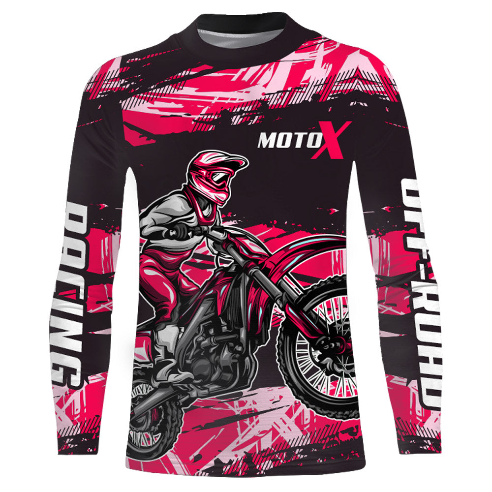 Girl Women Motocross Racing Jersey Pink Black UPF30+ Dirt Bike Shirt  Motorcycle Jersey XM220