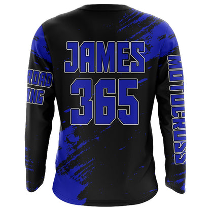 Motocross Jersey Youth Men Kid UPF30+ Blue Racing Dirt Bike Riding Jersey Motorcycle XM225