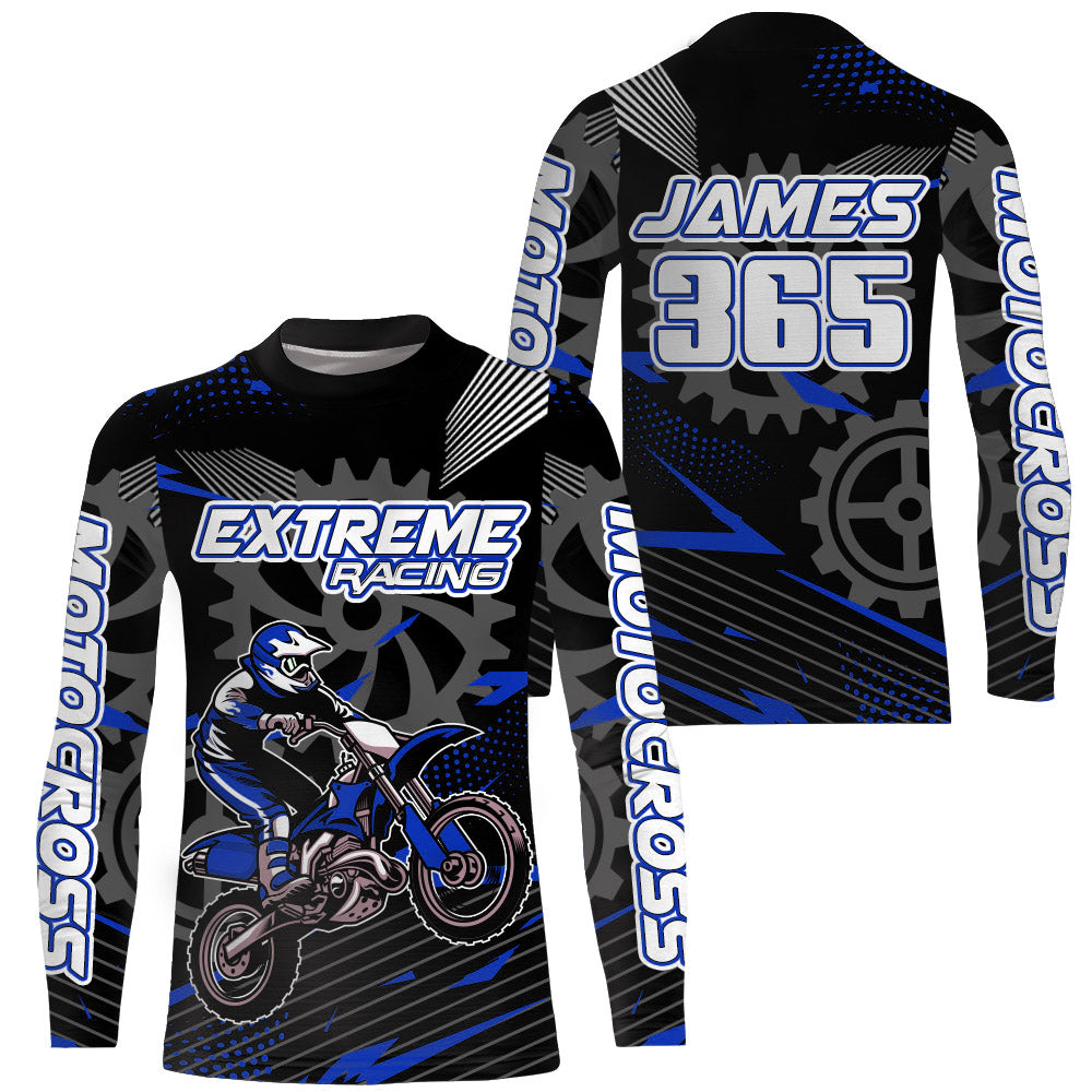 Blue Motocross Racing Jersey Upf30+ Dirt Bike Shirt Kids Women Men Off-road Jersey XM199