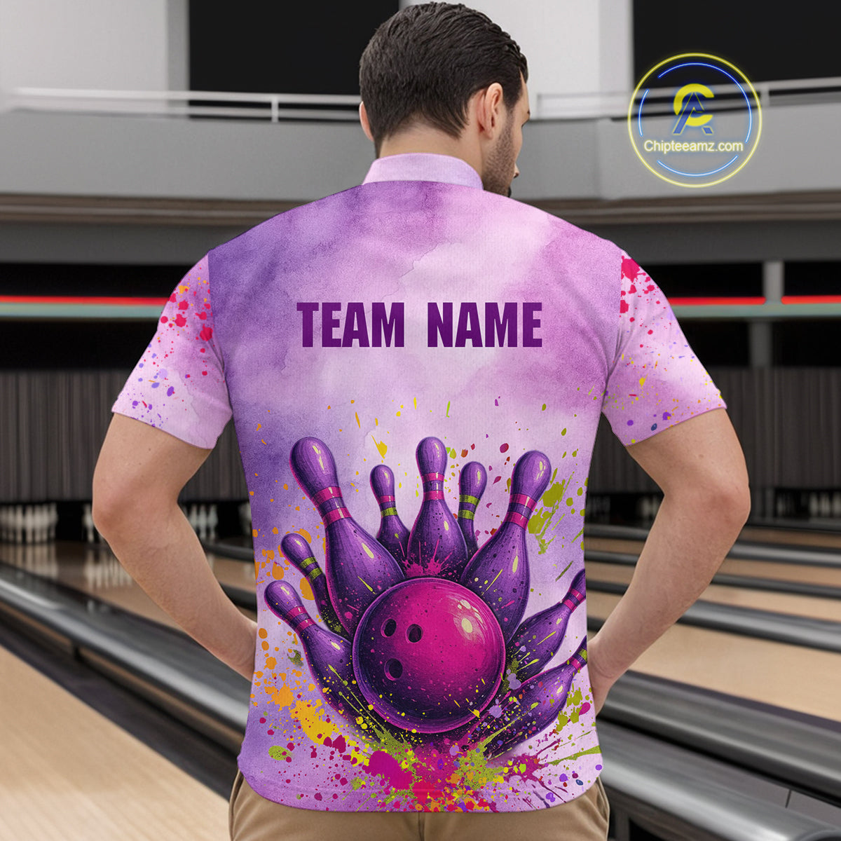 Purple Bowling Shirts for Women Men Team Bowling Polo & Quarter Zip for Bowlers MBL119